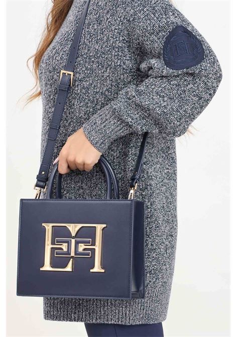 Shopper blu da donna con maxi placca EF e logo doppia C ELISABETTA FRANCHI | BS06A46E2B75